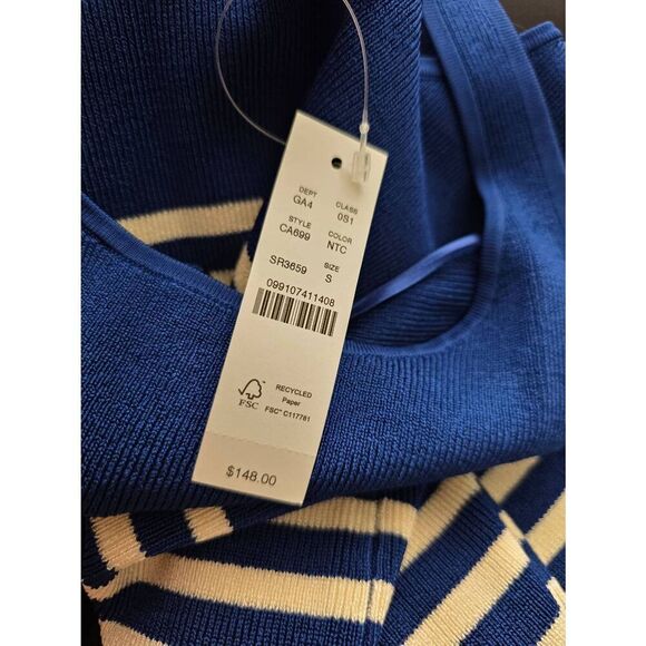J.Crew NWT Women's Blue Cyan sweater-dress in stripe‎ preppy coastal Size Small - Picture 4 of 4
